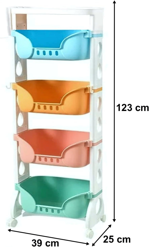 Dubkart Organizers 4-Layer Multipurpose Household Wheeled Storage Rack Organizer