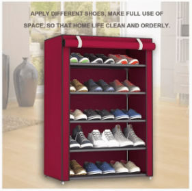 Dubkart Organizers 5 Tier Shoe Storage Organizer Fabric Cabinet Rack 15 Pairs