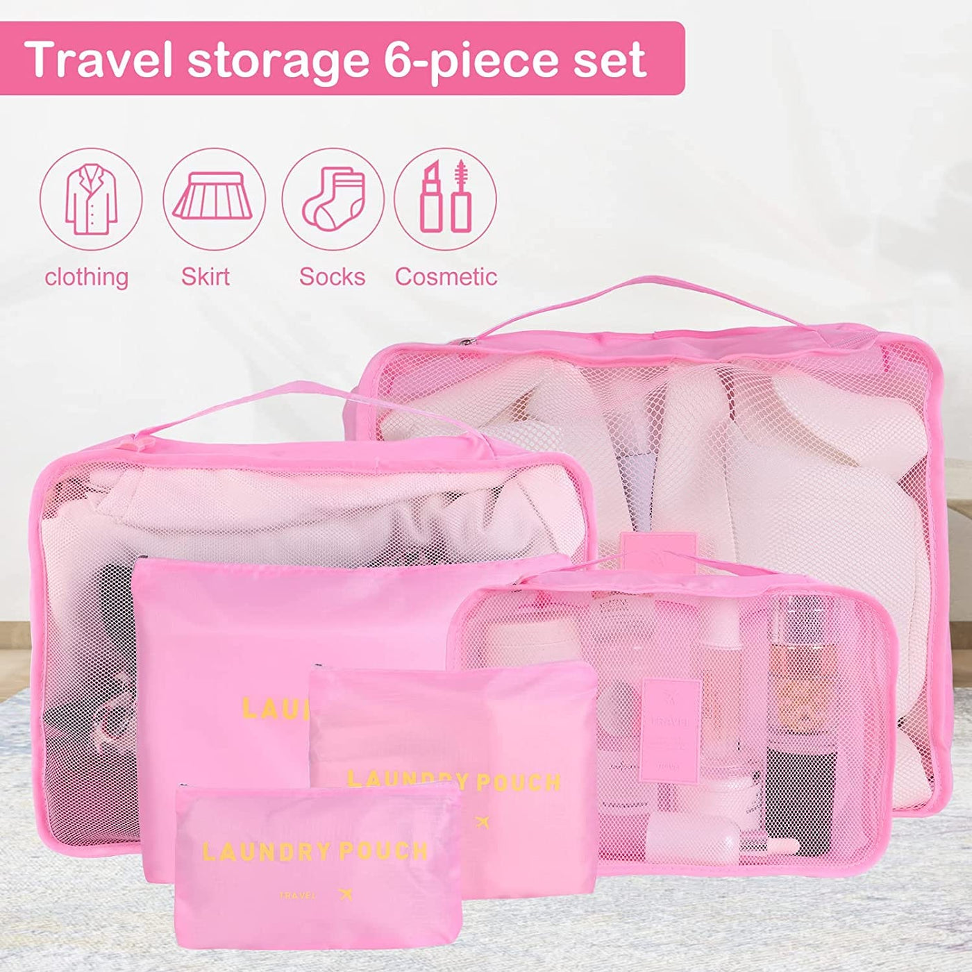 DubKart Organizers 6 PCS Closet Travel Organizer Cubes Bags Set