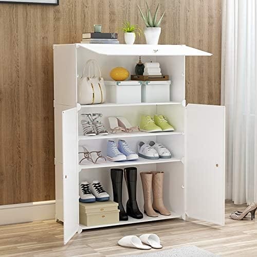 Dubkart Organizers 6 Tier Modular Shoe Cabinet Storage Organizer Rack (White)