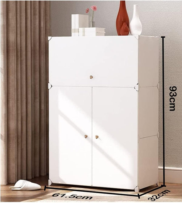 Dubkart Organizers 6 Tier Modular Shoe Cabinet Storage Organizer Rack (White)