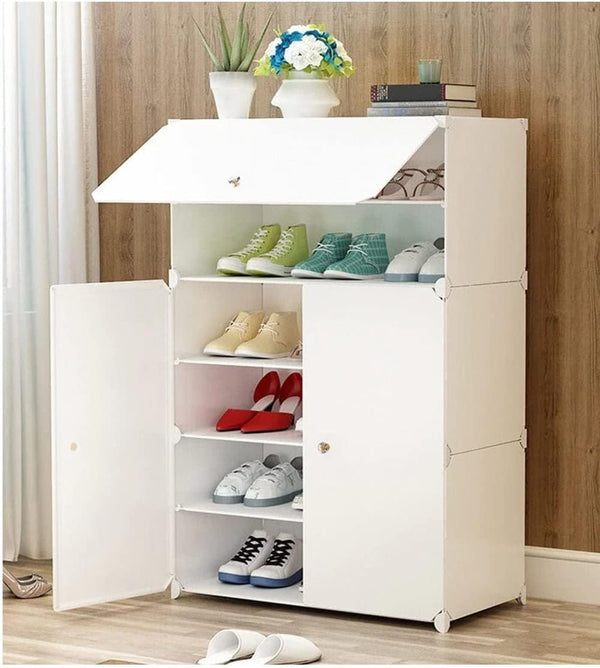 Dubkart Organizers 6 Tier Modular Shoe Cabinet Storage Organizer Rack (White)