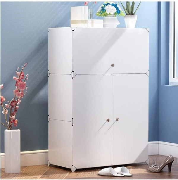 Dubkart Organizers 6 Tier Modular Shoe Cabinet Storage Organizer Rack (White)