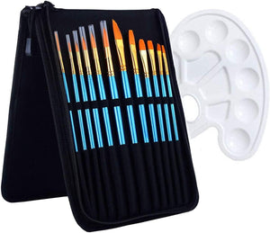 Dubkart Paint brushes 12 PCS Paint Brush Set with Palette and Carrying Case