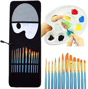 Dubkart Paint brushes 12 PCS Paint Brush Set with Palette and Carrying Case