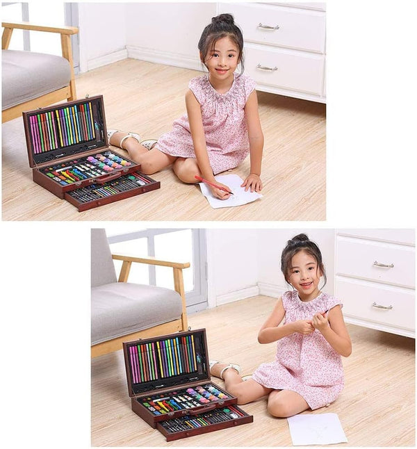 Dubkart Paint brushes 123 PCS Drawing Art Painting Brush Sketch Kit Set with Wooden Box
