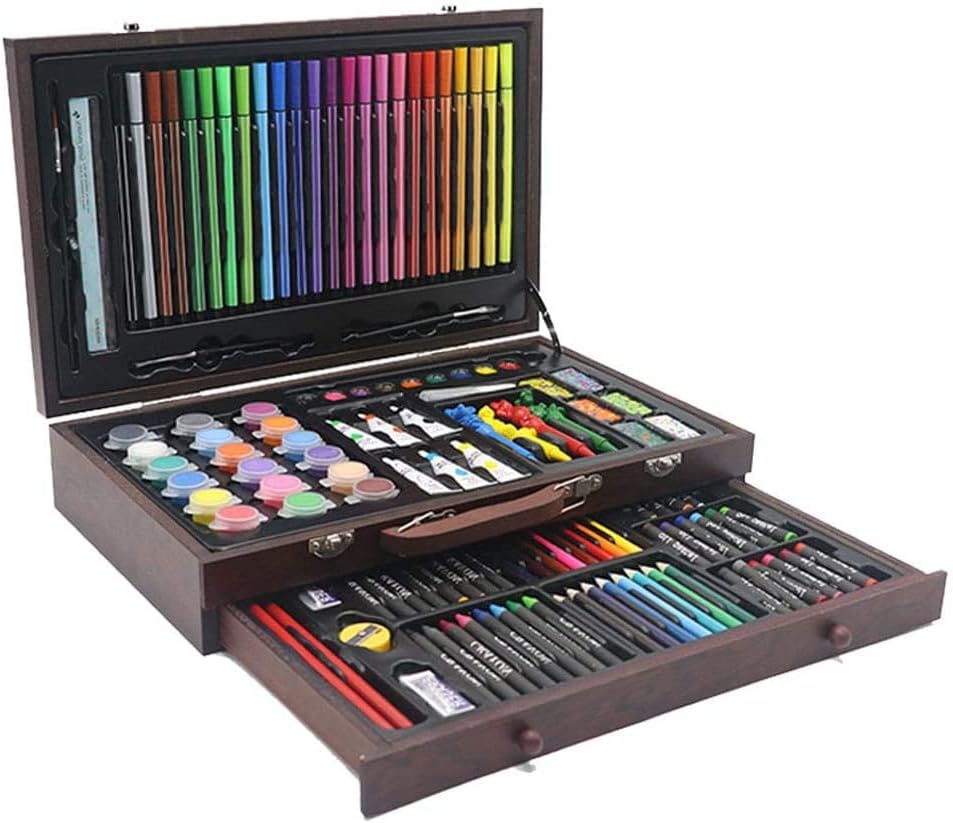 Dubkart Paint brushes 123 PCS Drawing Art Painting Brush Sketch Kit Set with Wooden Box