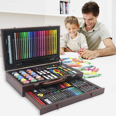 Dubkart Paint brushes 123 PCS Drawing Art Painting Brush Sketch Kit Set with Wooden Box