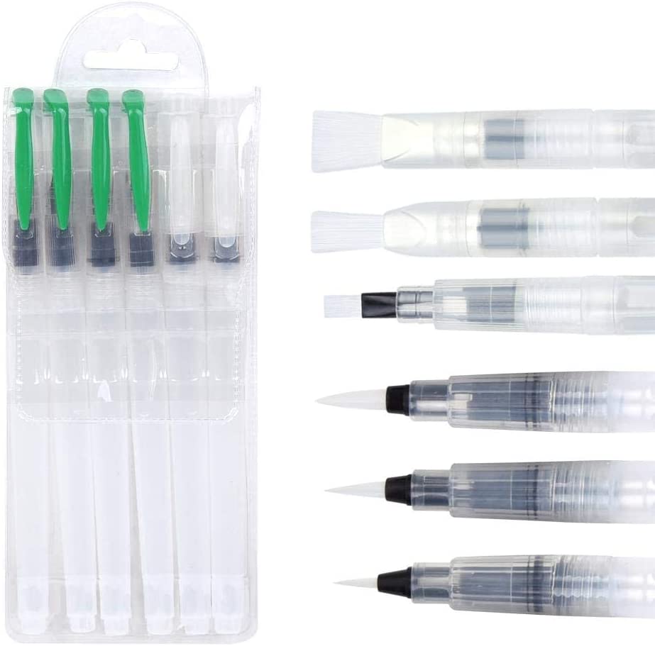 Dubkart Paint brushes 6 PCS Refillable Pilot Paint Brush Water Color Pen Set