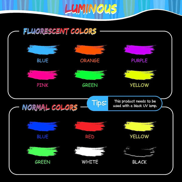 Dubkart Painting 12 Colors Glow in The Dark Face Paint Crayons