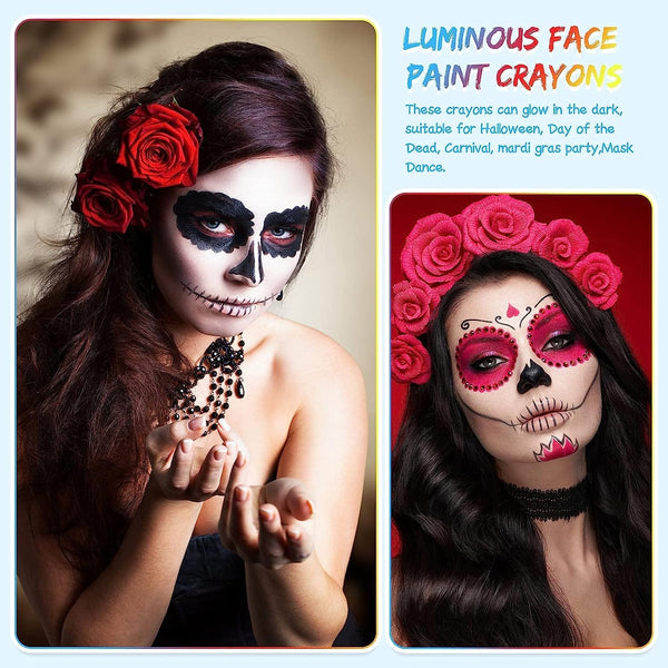 Dubkart Painting 12 Colors Glow in The Dark Face Paint Crayons