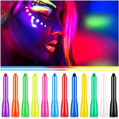 Dubkart Painting 12 Colors Glow in The Dark Face Paint Crayons