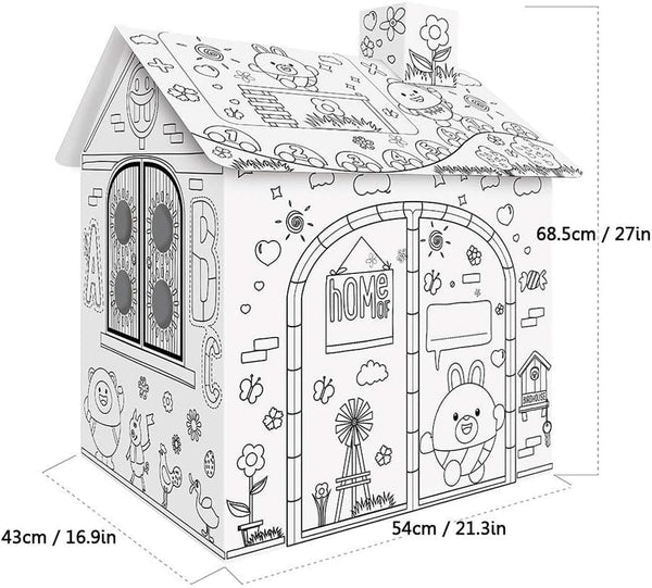 Dubkart Painting Large Cardboard DIY Kids Coloring Drawing Play House
