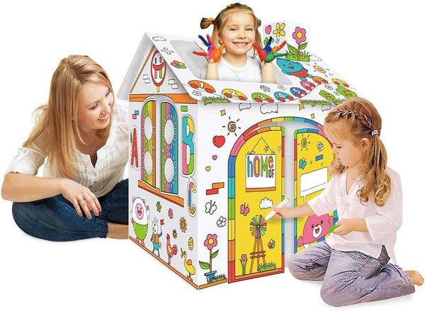 Dubkart Painting Large Cardboard DIY Kids Coloring Drawing Play House