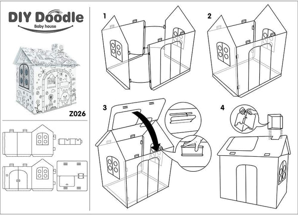 Dubkart Painting Large Cardboard DIY Kids Coloring Drawing Play House