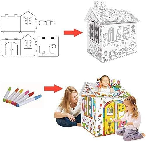Dubkart Painting Large Cardboard DIY Kids Coloring Drawing Play House