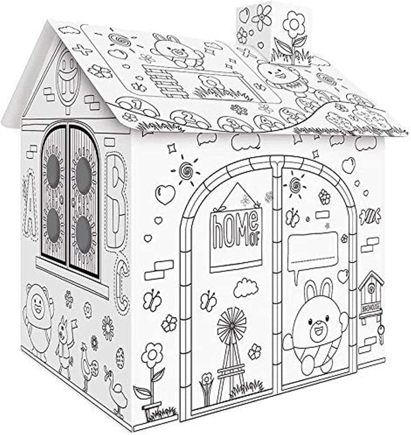 Dubkart Painting Large Cardboard DIY Kids Coloring Drawing Play House