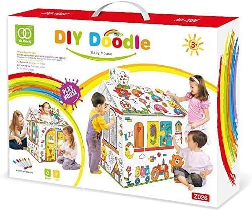 Dubkart Painting Large Cardboard DIY Kids Coloring Drawing Play House