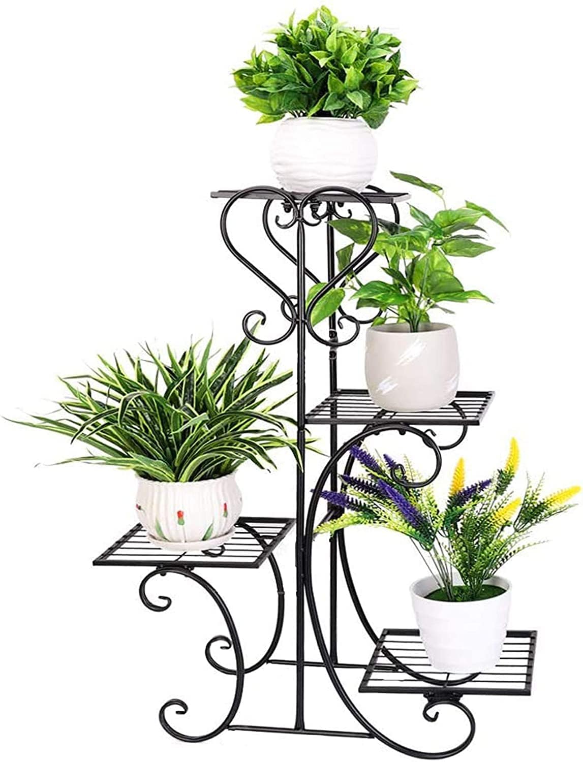 Dubkart Patio, Lawn & Garden 4 Plant Flower Pot Metal Rack Stand
