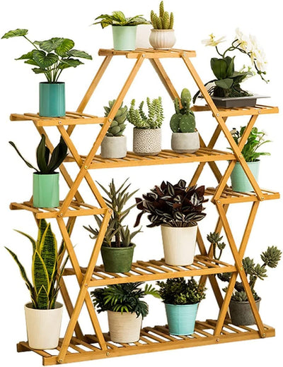 Dubkart Patio, Lawn & Garden Plant Flower Bamboo Pot Stand - 8 Tier Shelves (Outdoor / Indoor use)