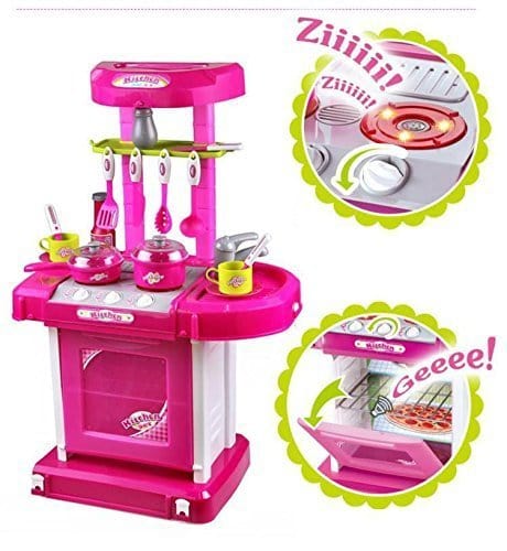 Dubkart Playsets Interactive Kitchen Pretend Play Set with Lights & Sound