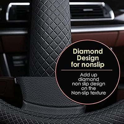 Dubkart PU Leather Universal Car Steering Wheel Cover 15 inches
