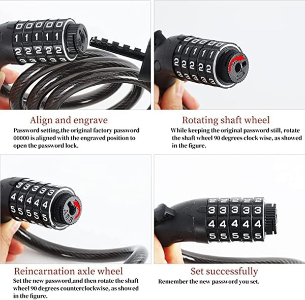 Dubkart Safety gear 5 Digit Bicycle Anti Theft Lock Cable