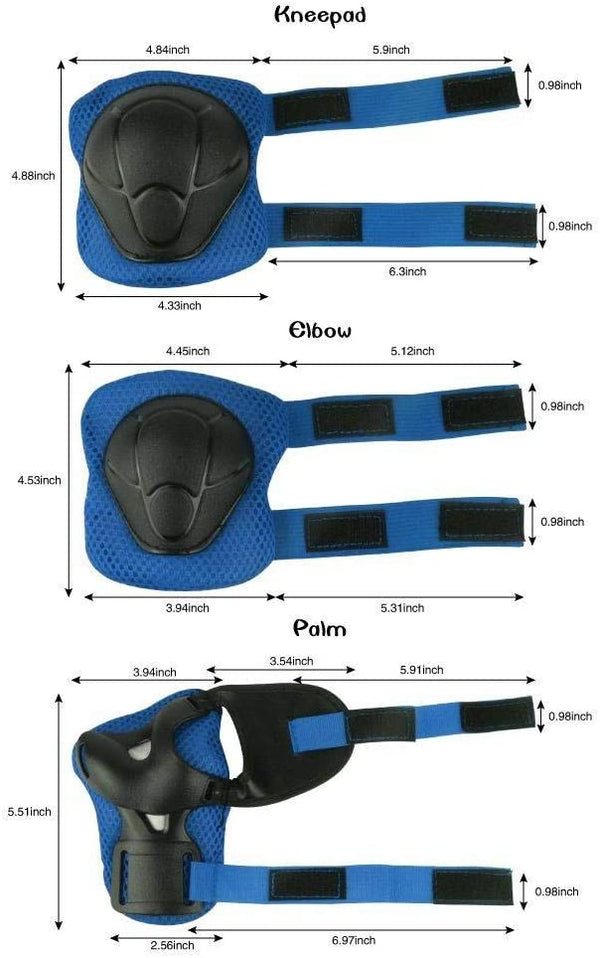 Dubkart Safety gear 7 PCS Kids Skateboard Cycling Safety Gear Helmet Set (Blue)