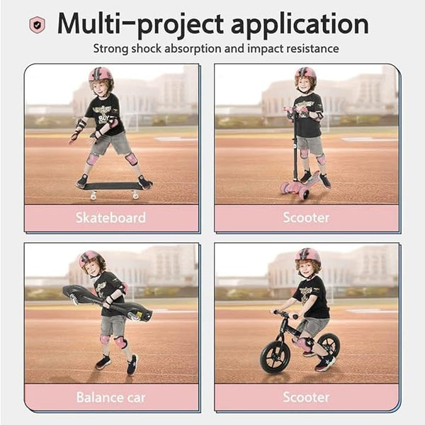 Dubkart Safety gear DUBKART Bike Helmet 7 in 1 for Kids and Pads Set Adjustable Kids Bike Knee Pads Elbow Pads Wrist Guards for Scooter Skateboard Roller Skating Cycling Helmet Kids