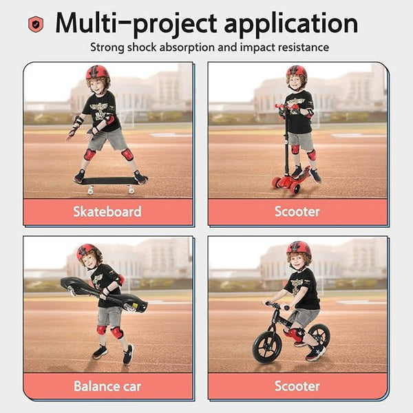 Dubkart Safety gear DUBKART Bike Helmet for Kids 7 in 1 Pads Set Adjustable Kids Bike Knee Pads Kids Helmet Pads Wrist Guards Adjustable Protective Gear Set Scooter Skateboard Skating Cycling