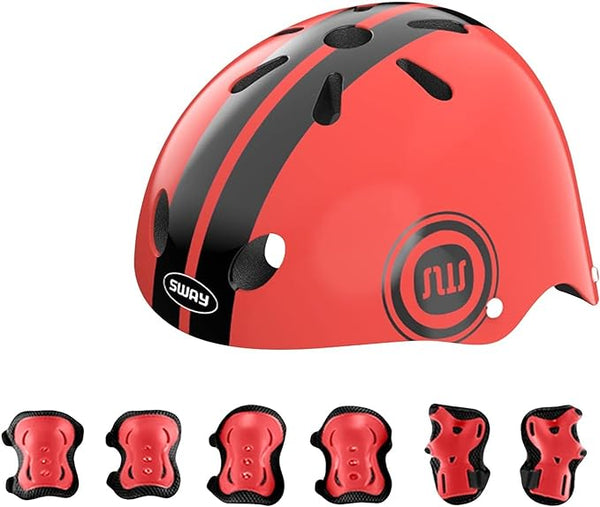 Dubkart Safety gear DUBKART Bike Helmet for Kids 7 in 1 Pads Set Adjustable Kids Bike Knee Pads Kids Helmet Pads Wrist Guards Adjustable Protective Gear Set Scooter Skateboard Skating Cycling