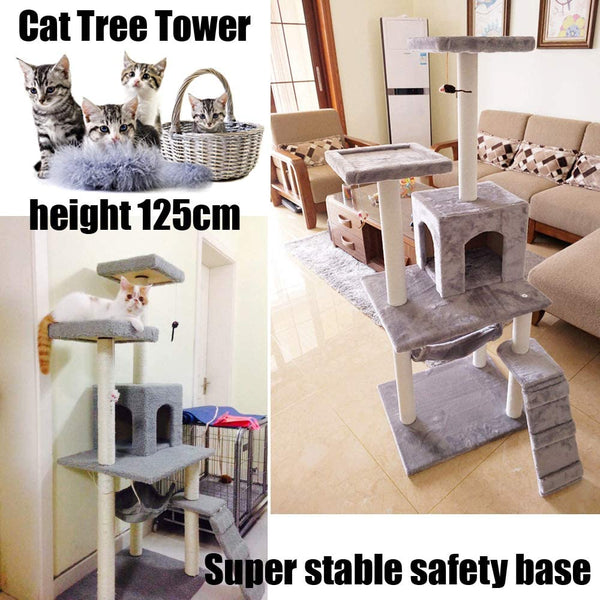 Dubkart Seemo Cat Tree Tower House Condo Scratcher 4.1ft