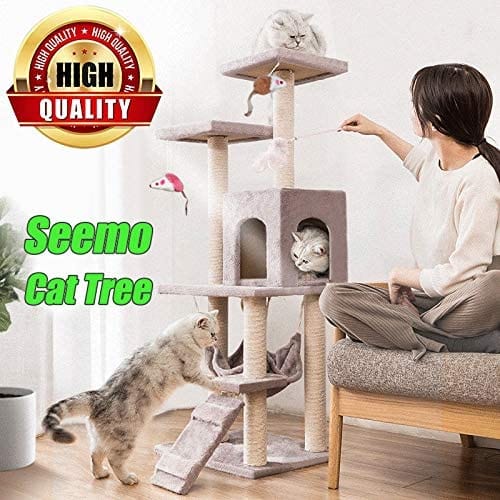 Dubkart Seemo Cat Tree Tower House Condo Scratcher 4.1ft