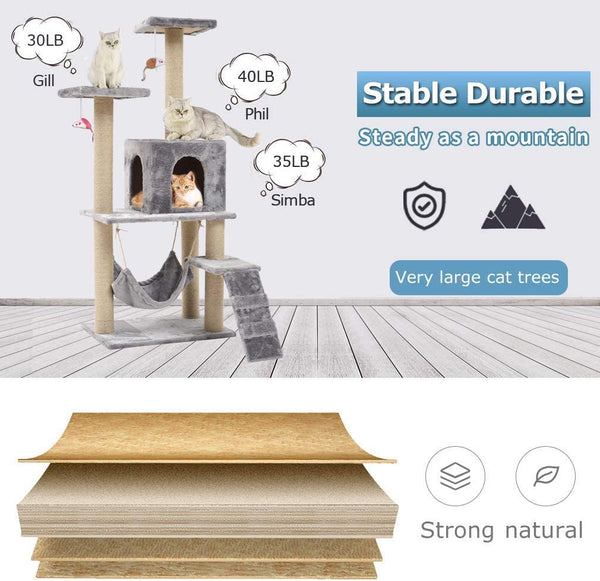 Dubkart Seemo Cat Tree Tower House Condo Scratcher 4.1ft