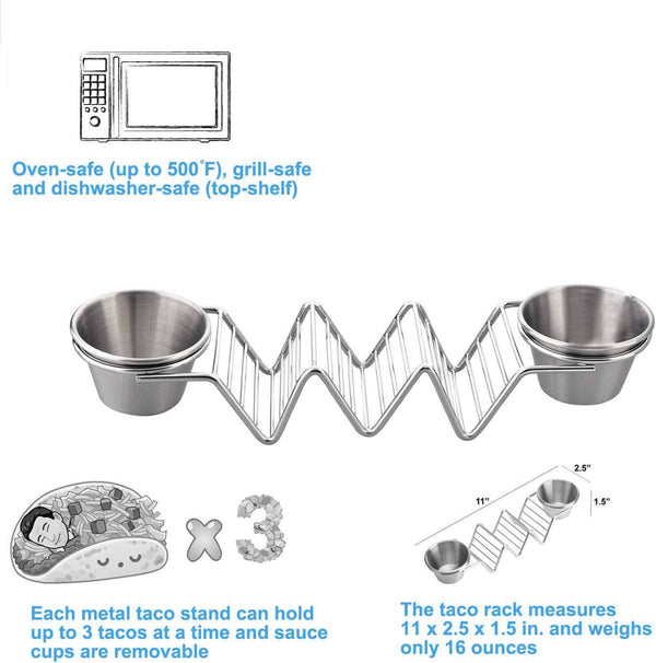 Dubkart Serving dishes 2 PCS Taco Tray with Dip and Salad Holder