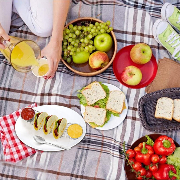 Dubkart Serving dishes 2 PCS Taco Tray with Dip and Salad Holder