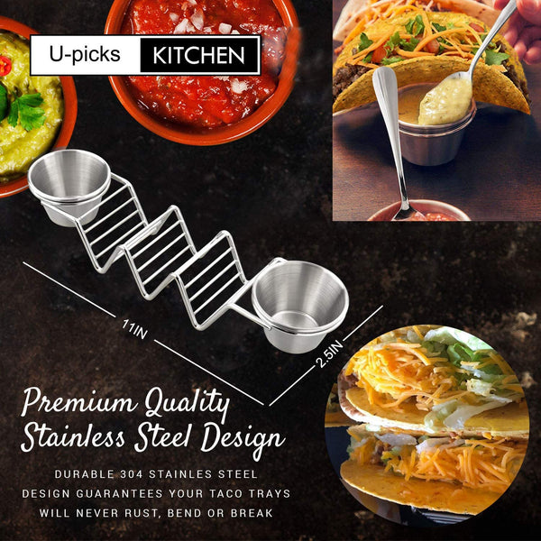 Dubkart Serving dishes 2 PCS Taco Tray with Dip and Salad Holder