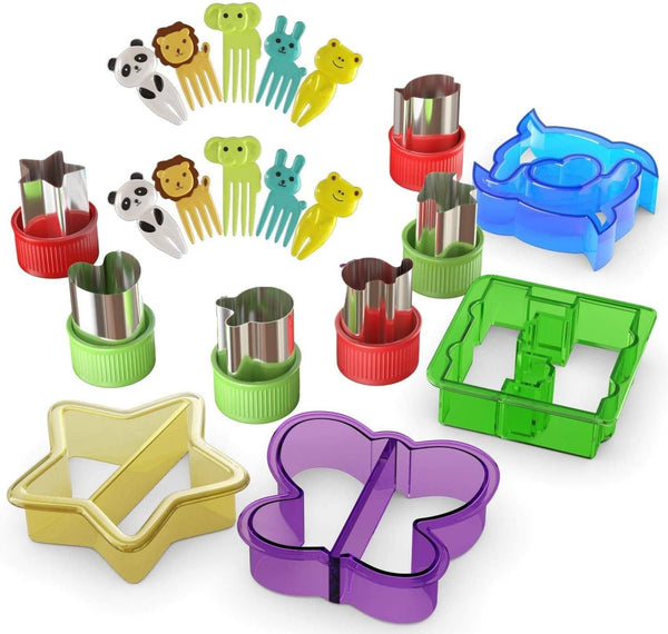 Dubkart Serving dishes 28 PCS Fun Bites Sandwich Vegetables Fruits Cheese Cutter Set for Kids
