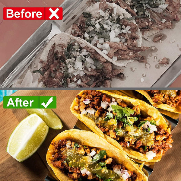 Dubkart Serving Dishes 4 PCS Taco Holder Stand Rack Steel Tray