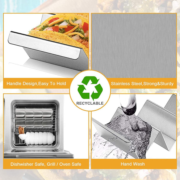 Dubkart Serving Dishes 4 PCS Taco Holder Stand Rack Steel Tray