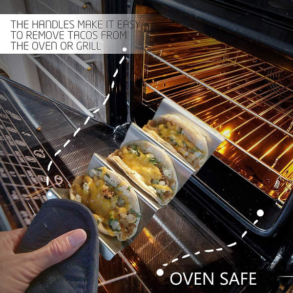 Dubkart Serving Dishes 4 PCS Taco Holder Stand Rack Steel Tray