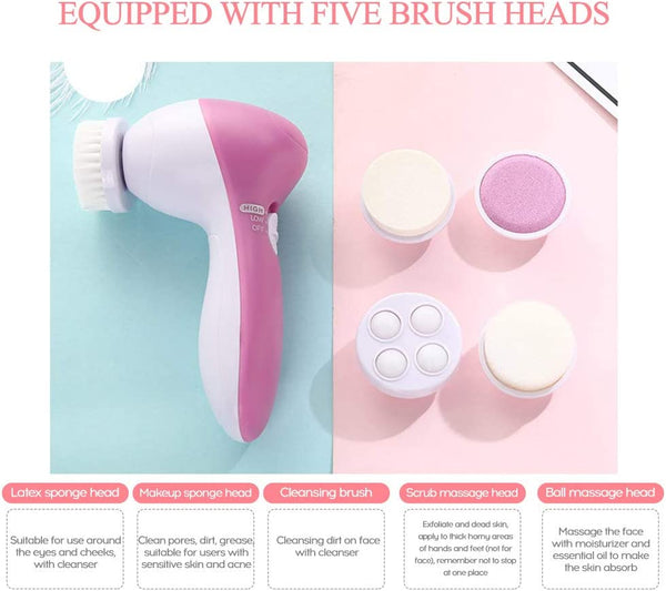 Dubkart Skin care 5in1 Beauty Care Face Deep Clean Facial Cleaner Massager Cleansing Brush