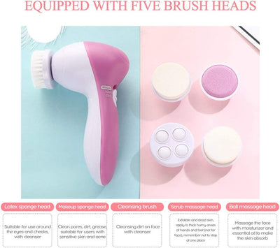 Dubkart Skin care 5in1 Beauty Care Face Deep Clean Facial Cleaner Massager Cleansing Brush