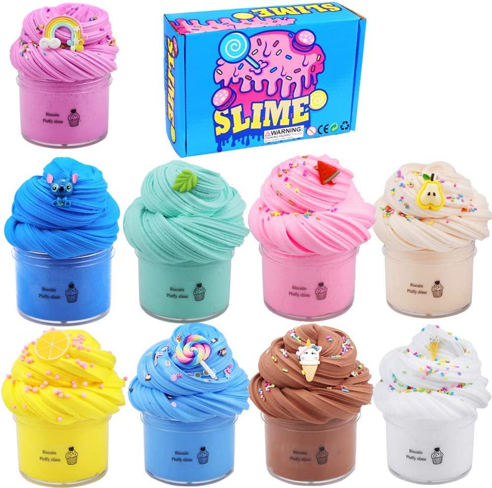 Dubkart Slime toys 9 PCS Biscuits Puffy Slime Play Dough Clay Putty