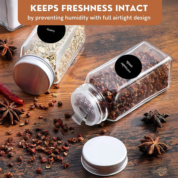 Dubkart spice jars Set of 6 Spice Glass Jars with Labels