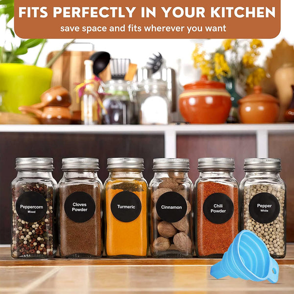 Dubkart spice jars Set of 6 Spice Glass Jars with Labels