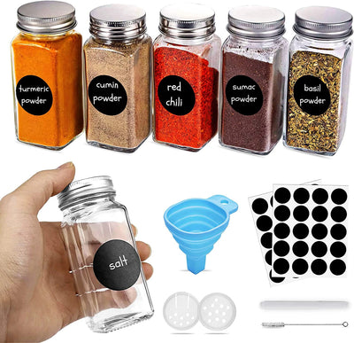 Dubkart spice jars Set of 6 Spice Glass Jars with Labels