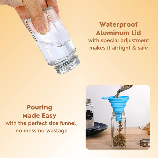 Dubkart spice jars Set of 6 Spice Glass Jars with Labels