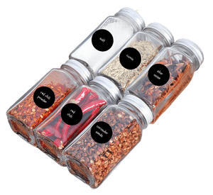 Dubkart spice jars Set of 6 Spice Glass Jars with Labels