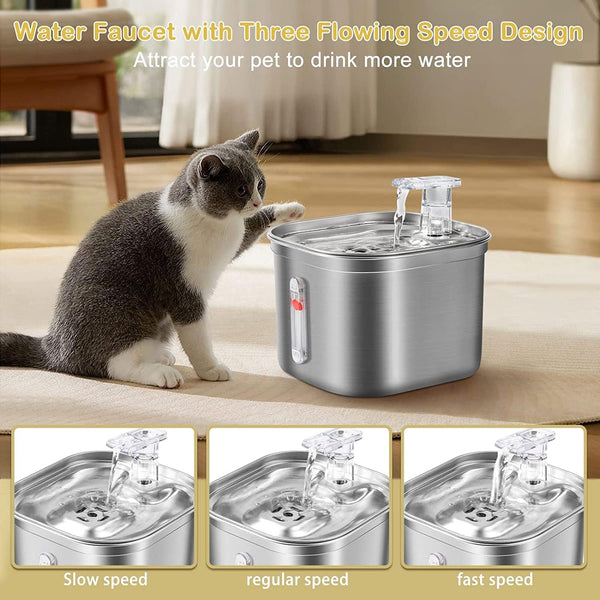 Dubkart Stainless Steel Automatic Cat Dog Water Fountain 2.2L